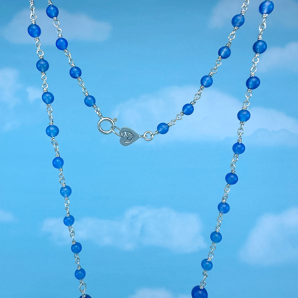 Blue Agate Infinity with Cross Rosary