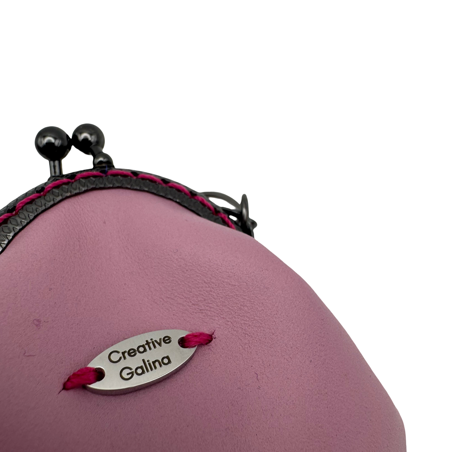 Protective eye leather pouch in Lavender with Heart Selenite crystal.