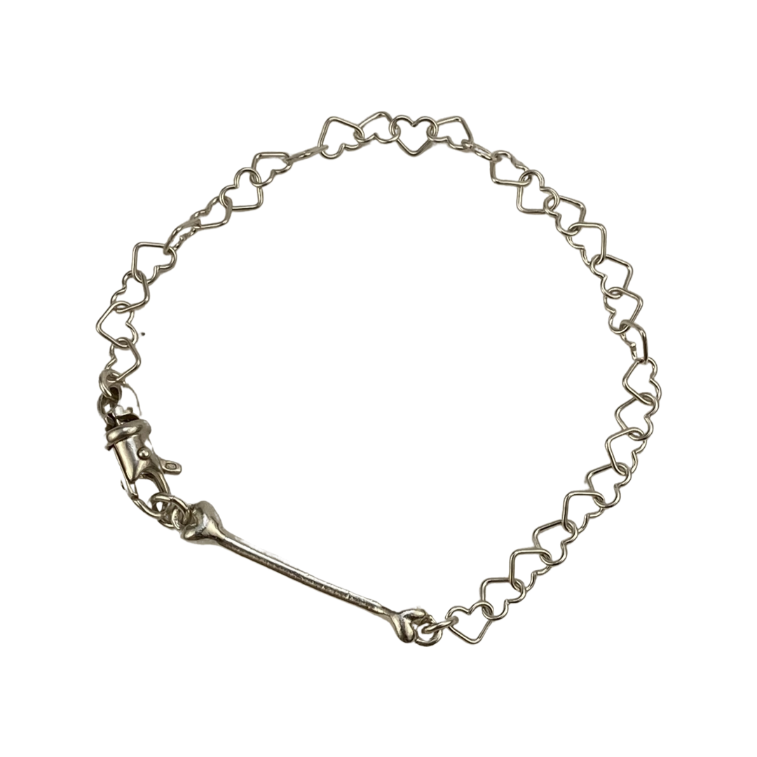 Dog Bone with hearts chain Bracelet