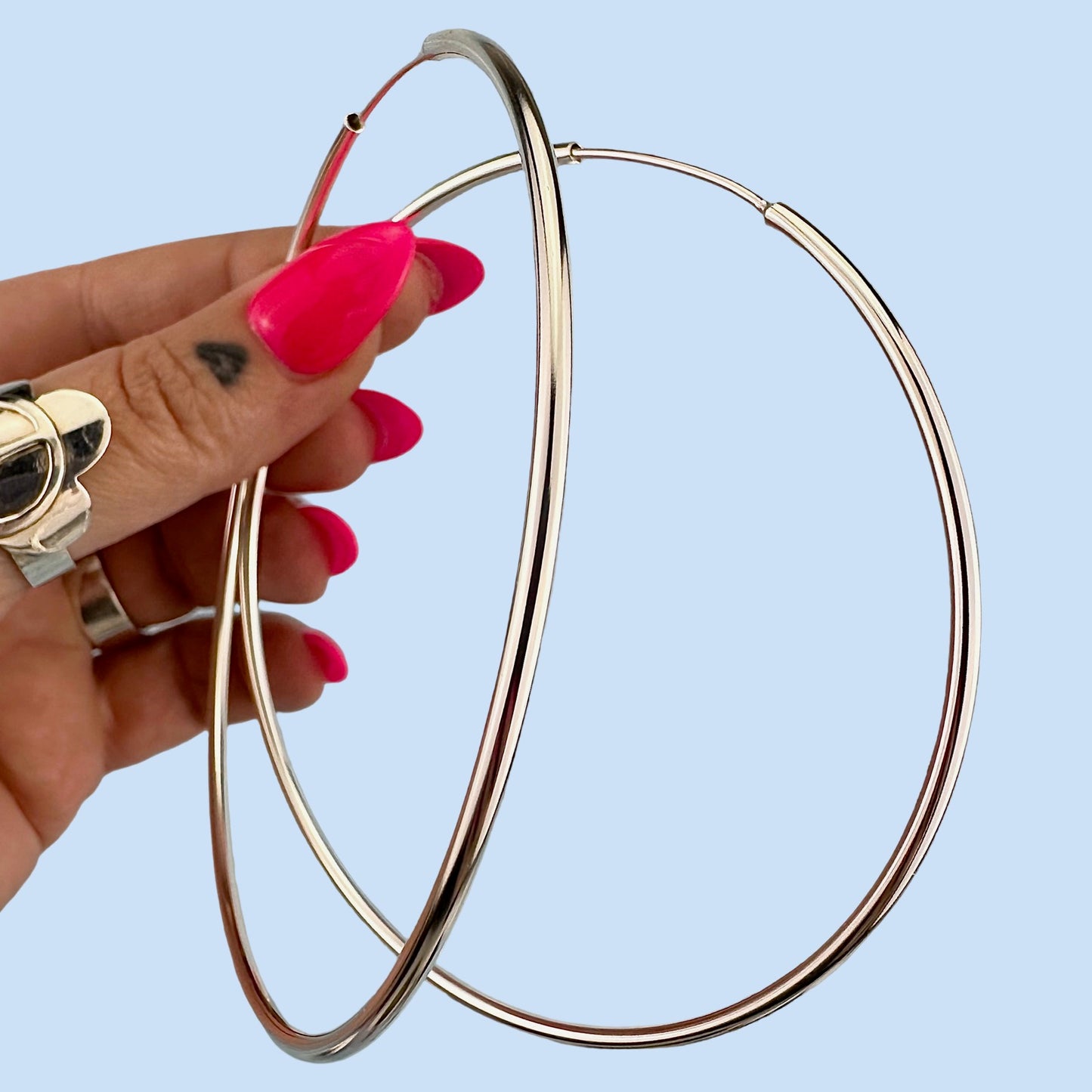 XL silver hoops