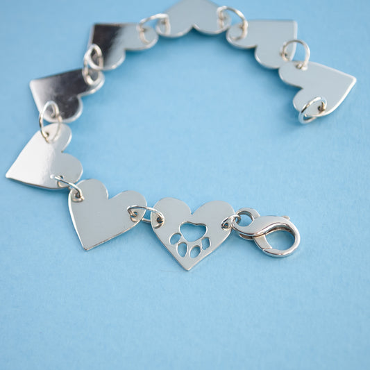 Hearts Bracelet with Paw