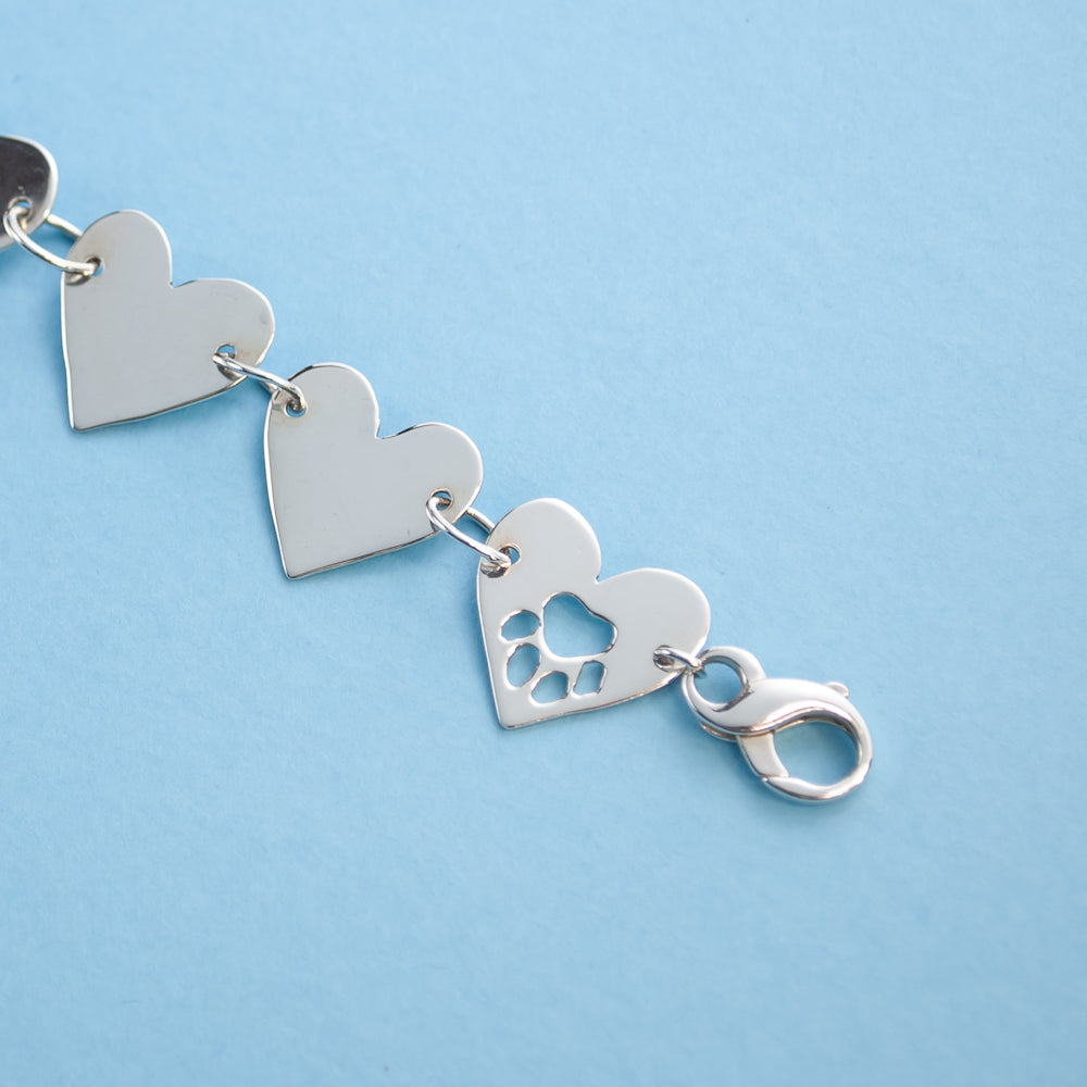 Hearts Bracelet with Paw