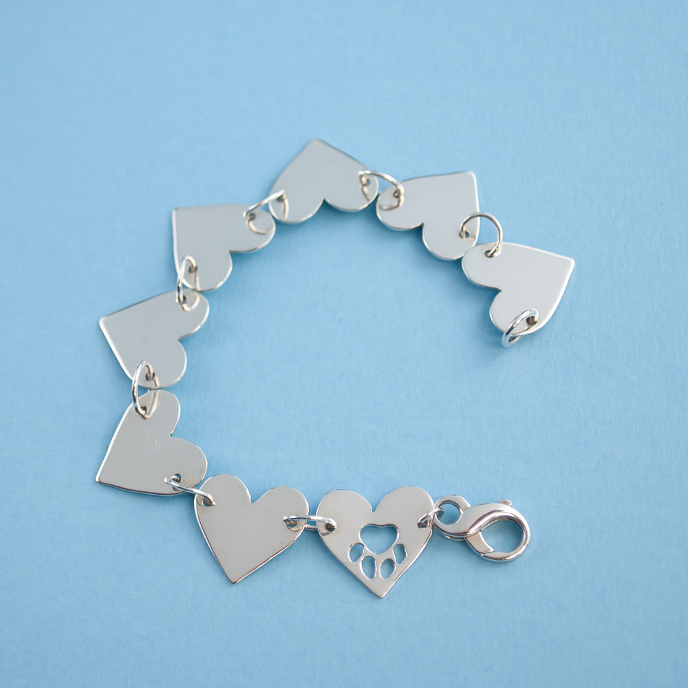 Hearts Bracelet with Paw